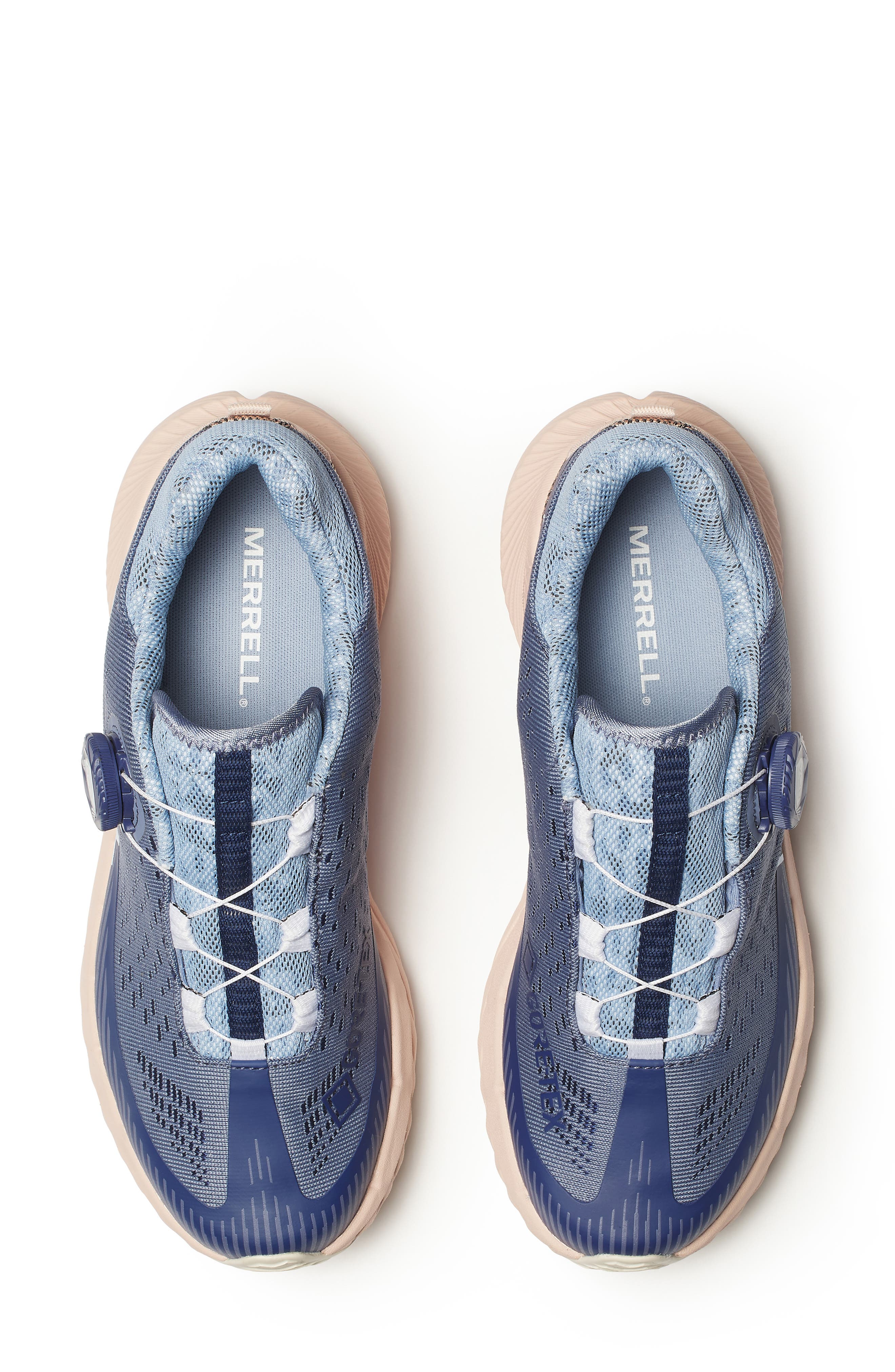 Merrell Agility Peak 5 BOA<sup>®</sup> Gore-Tex<sup>®</sup> Waterproof Trail Running Shoe, Alternate, color, Indigo/ Pink Salt