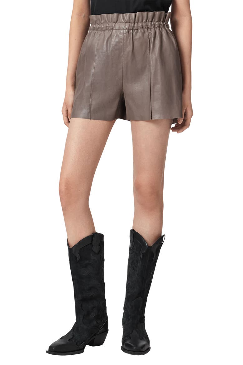 Fran Leather Shorts, Main, color, MOLE BROWN