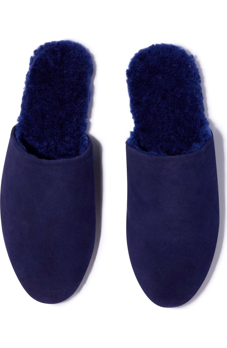 TKEES Ines Genuine Shearling Slipper, Alternate, color, Navy