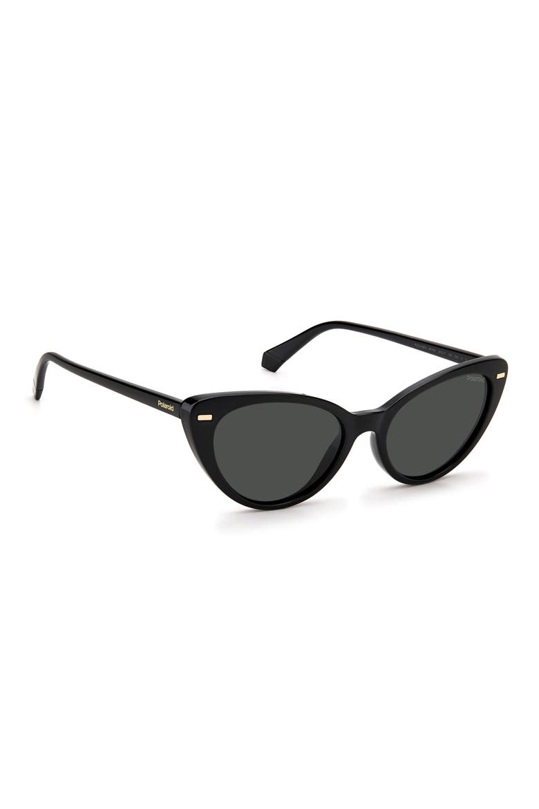 52mm Polarized Cat Eye Sunglasses, Alternate, color, BLACK / GRAY PZ