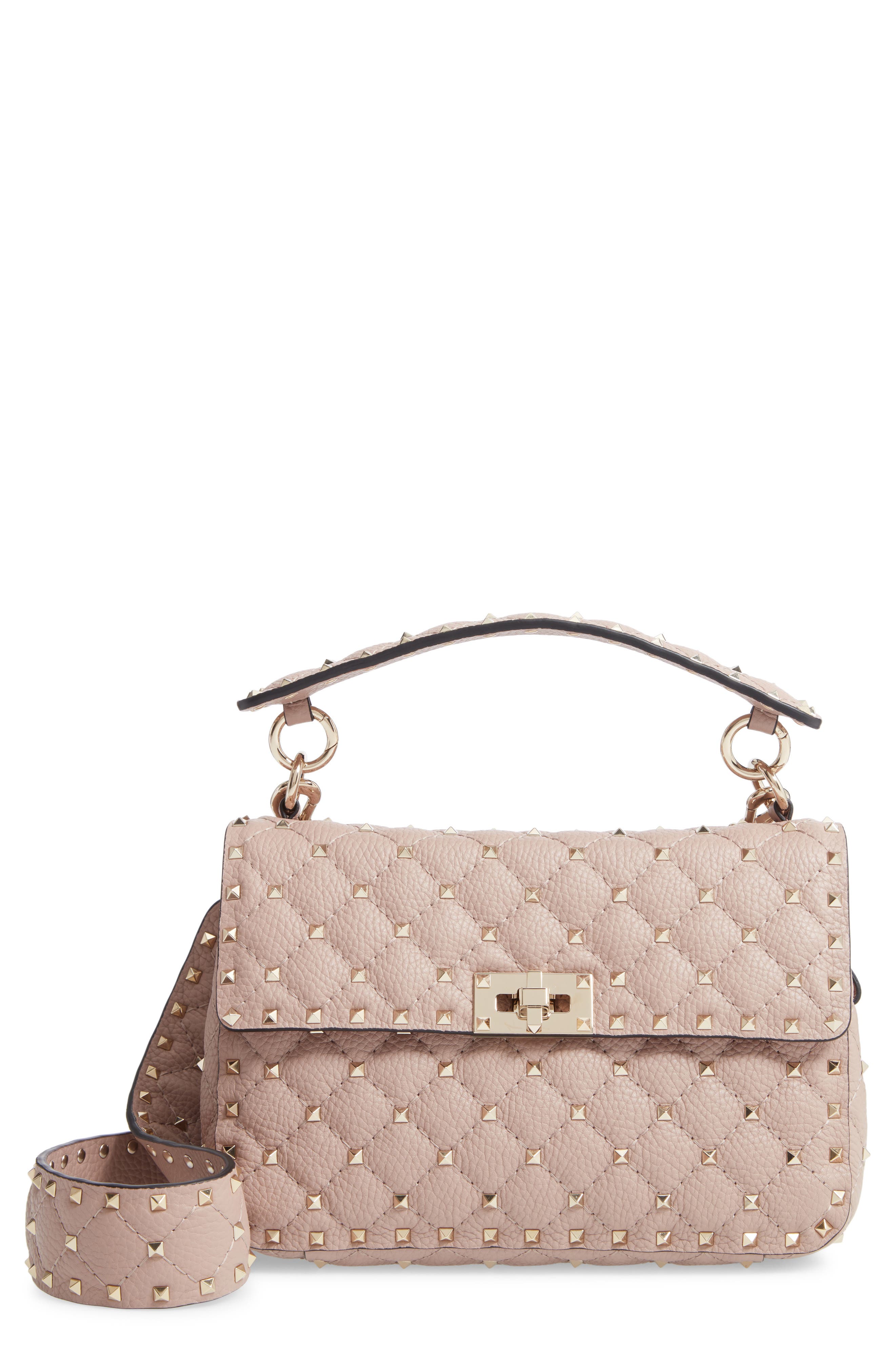 Valentino Garavani Spike Up Matelassé Calfskin Leather Shoulder Bag, Main, color, 