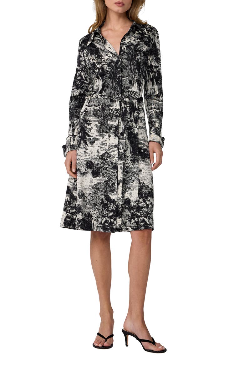 Diane Toile Print Long Sleeve Jersey Shirtdress, Main, color, PAYSAGE BLACK