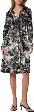 Diane von Furstenberg Diane Toile Print Long Sleeve Jersey Shirtdress