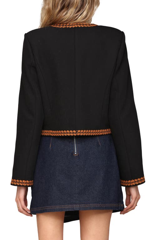 Avec Les Filles Embroidered Collarless Jacket In Black