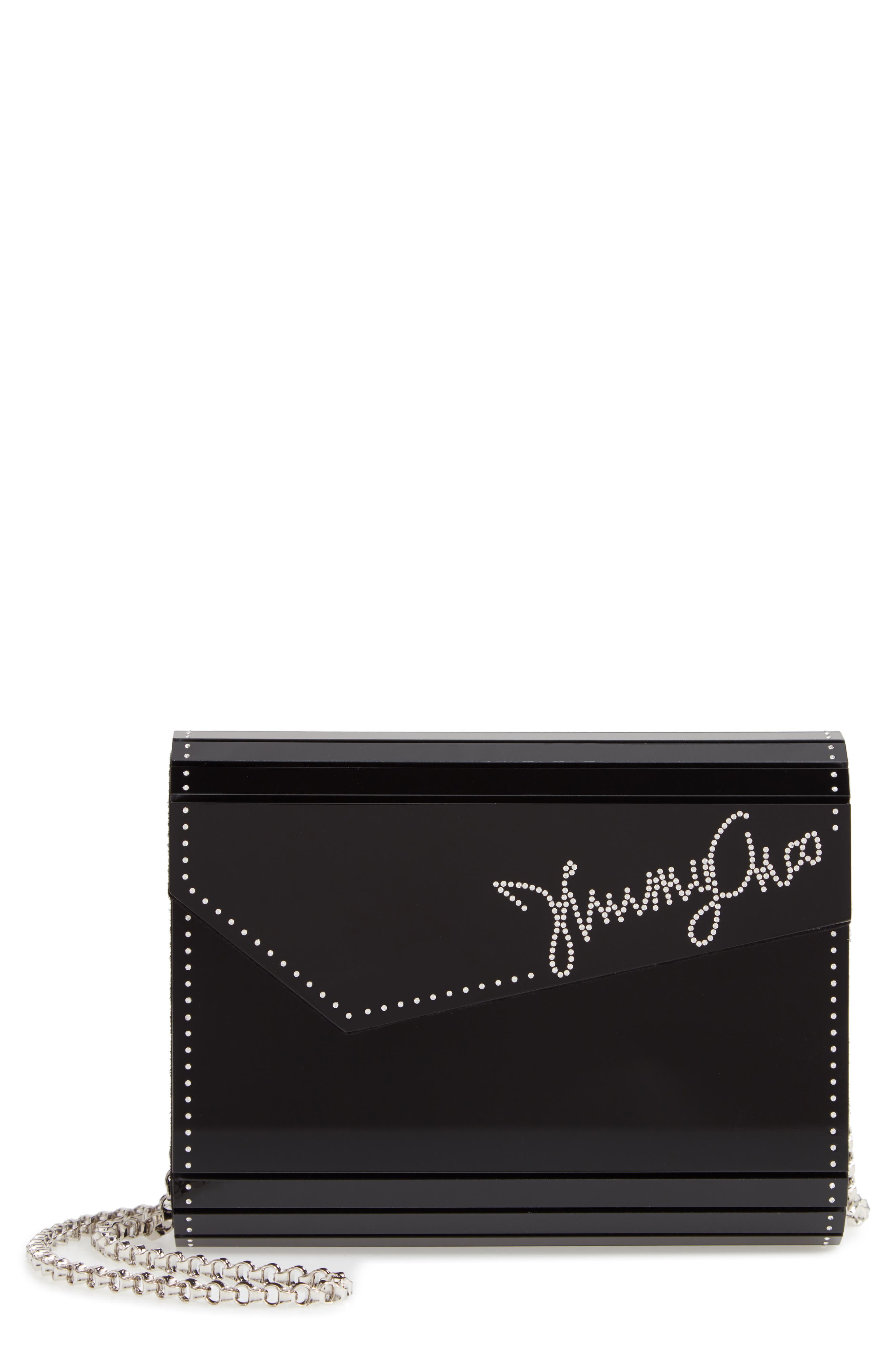Jimmy Choo Candy Crystal Logo Clutch, Main, color, 