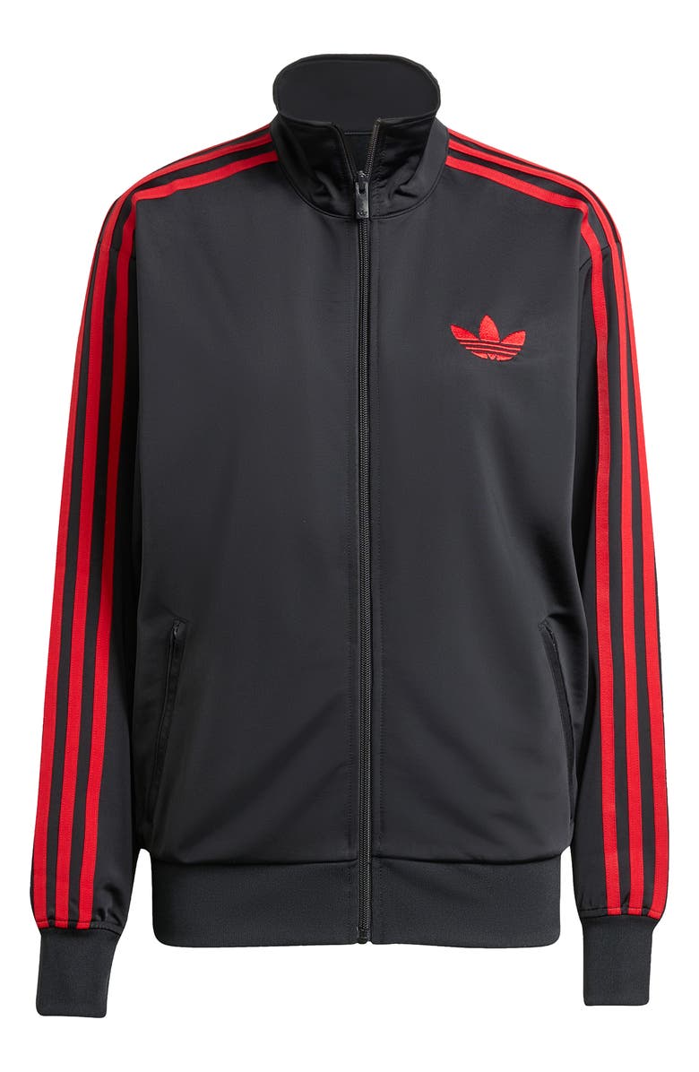 adidas Firebird Recycled Polyester Track Jacket, Alternate, color, Black/ Better Scarlet