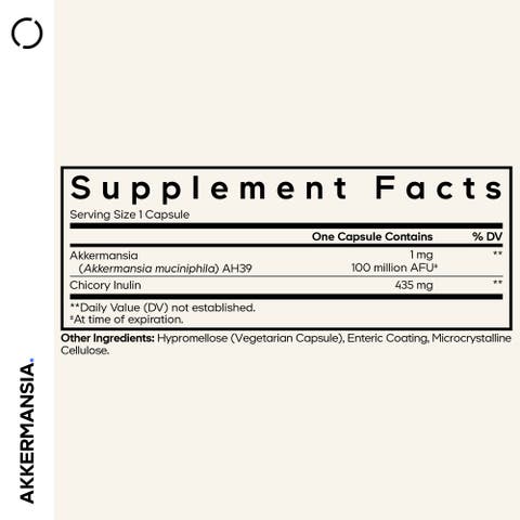 Akkermansia, 100 Million AFU Synbiotic Supplement, Probiotic & Chicory Root Prebiotic