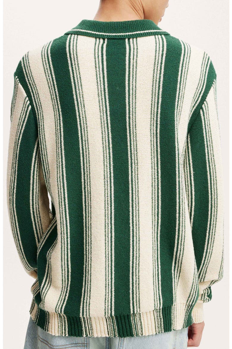 Rugby Polo Knit, Alternate, color, Teal Stripe