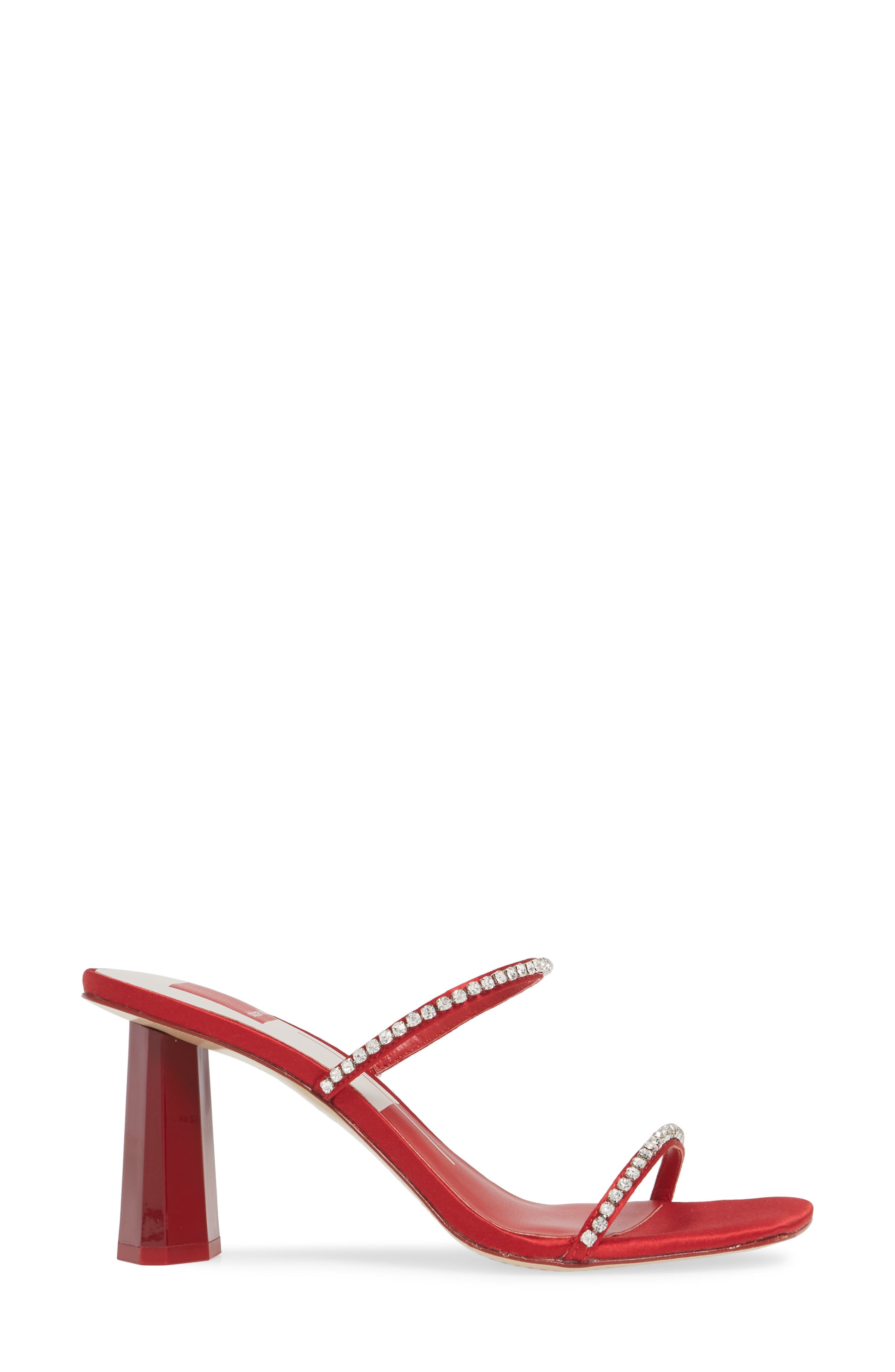 Naylin Crystal Embellished Slide Sandal, Alternate, color, RED SATIN