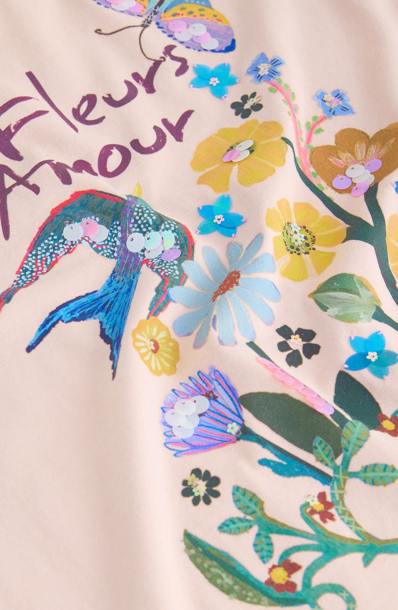 NEXT Kids' Sequin Floral T-Shirt, Alternate, color, Pink