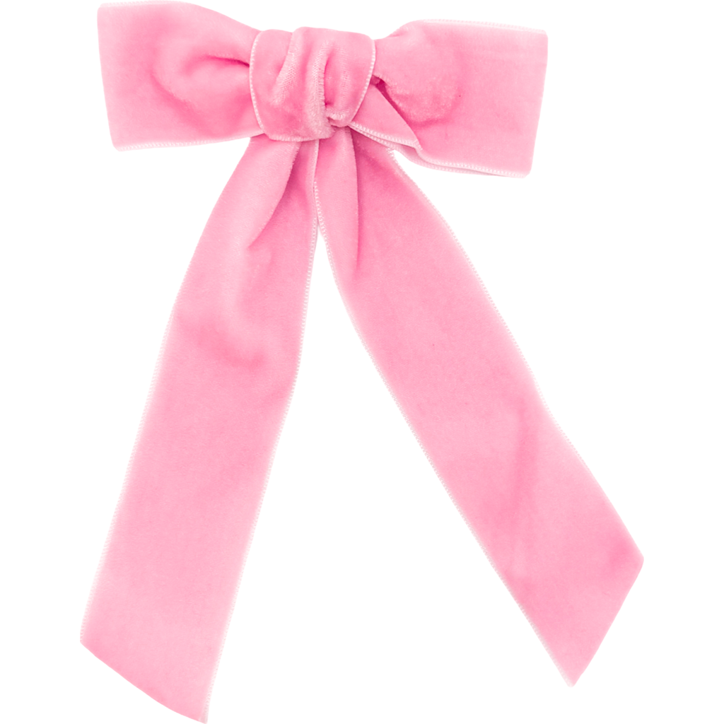 Bits & Bows Long-tailed Velvet Hair Bow Barrette In Pink