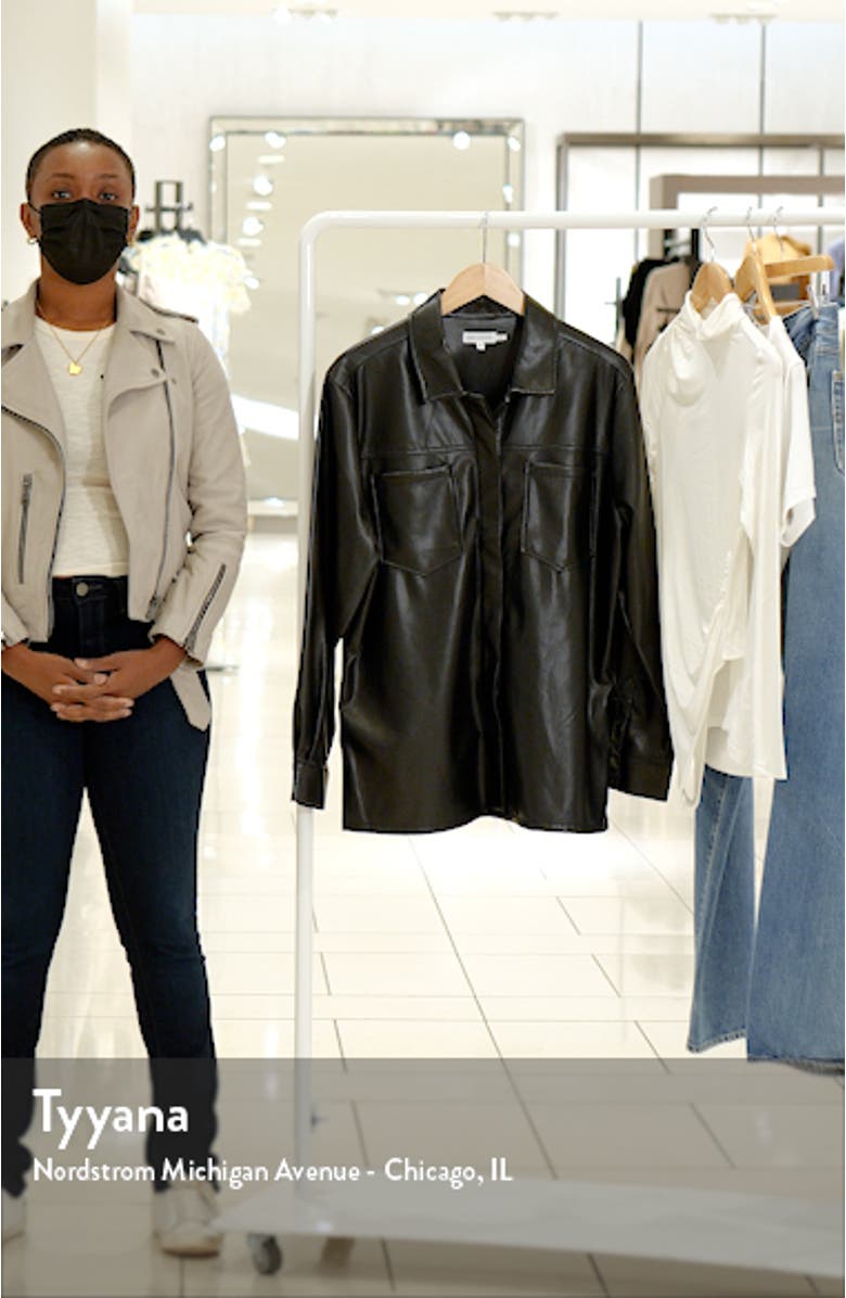 Faux Leather Split Back Button-Up Shirt, sales video thumbnail