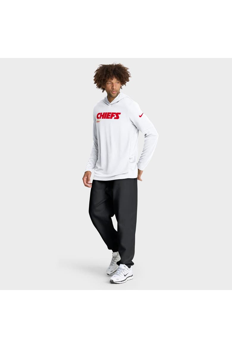 Men's Nike White Kansas City Chiefs Sideline Pure Fury Performance Long Sleeve Hoodie T-Shirt, Alternate, color, White