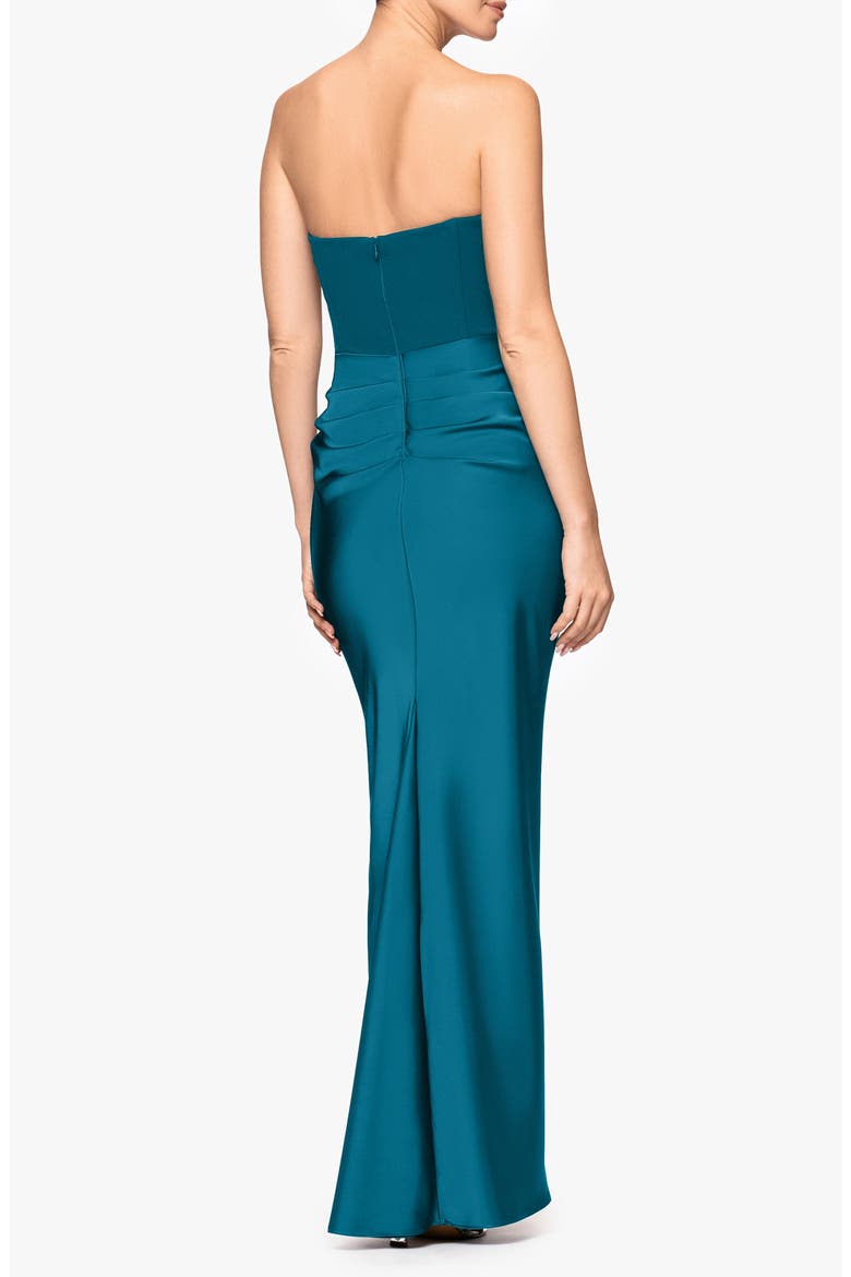 Strapless Mixed Media Gown, Alternate, color, TEAL