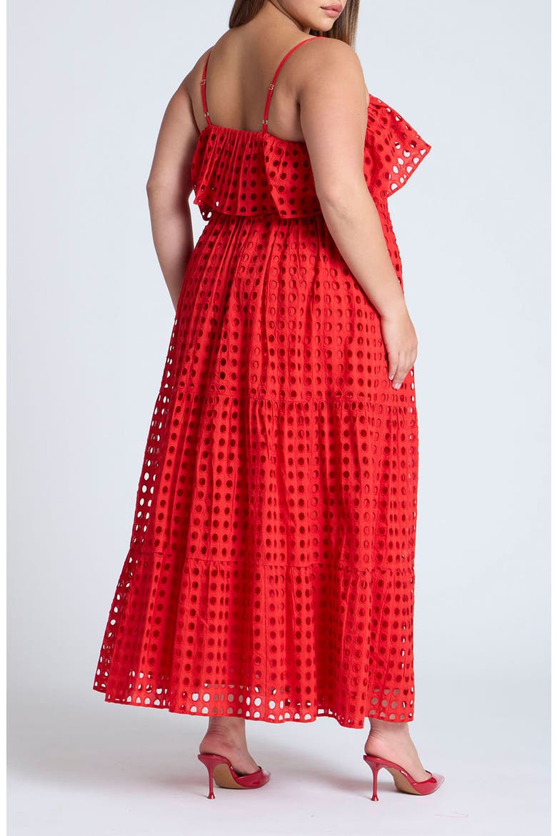 Eyelet Embroidered Maxi Dress, Alternate, color, RED