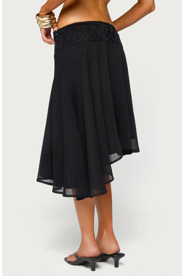 Evia Asymmetric Midi Skirt, Alternate, color, BLACK