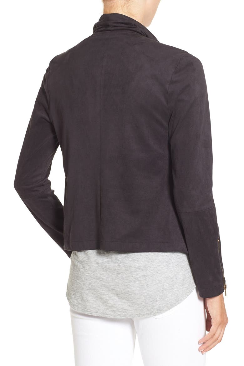 'Mackenzie' Faux Suede Drape Front Jacket, Alternate, color, CHARCOAL