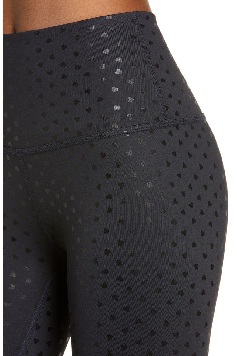 Hearts Midi High Waist Leggings, Alternate, color, BLACK-SHINY BLACK HEARTS