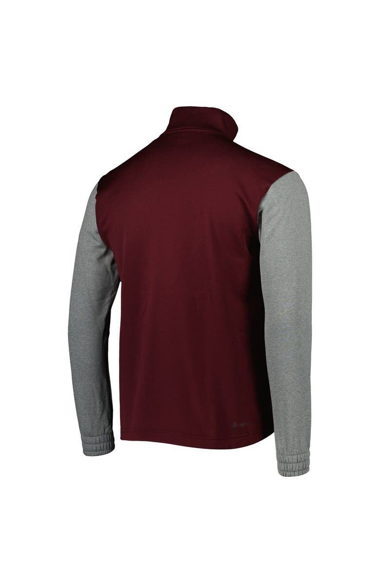 adidas Men's adidas Maroon/Heathered Gray Mississippi State Bulldogs Team AEROREADY Half-Zip Top, Alternate, color, 