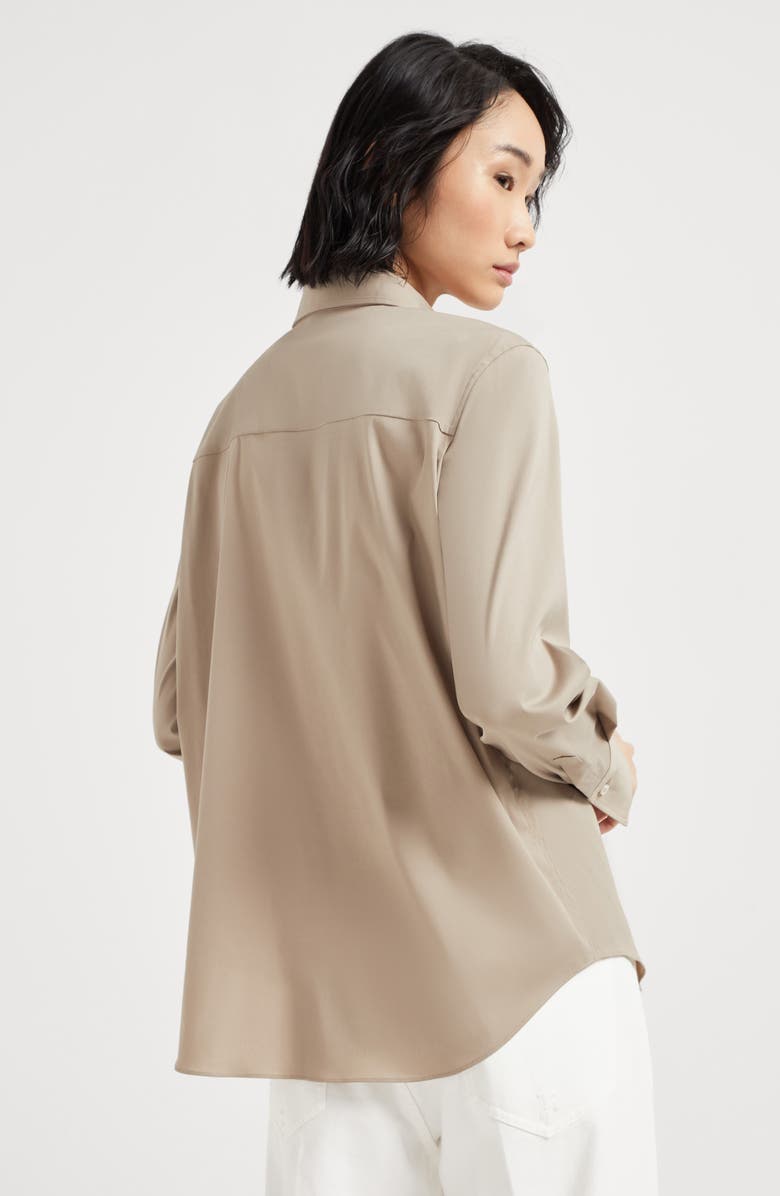 Brunello Cucinelli Stretch poplin shirt, Alternate, color, Brown