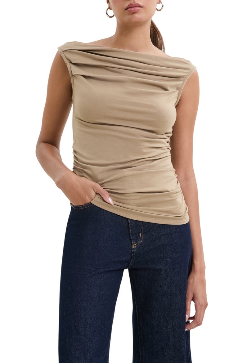 Cooper Ruched Boat Neck Top, Main, color, SAND