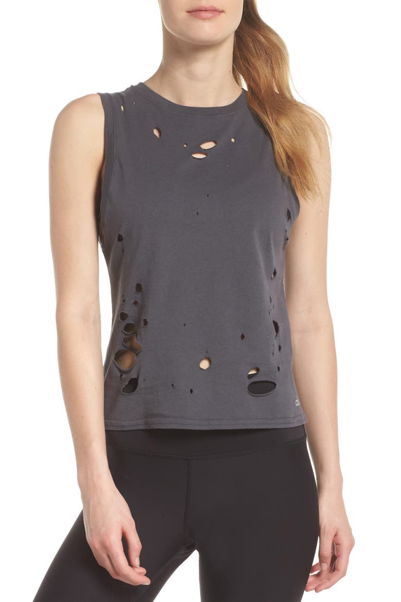 Harley Muscle Tank, Main, color, ANTHRACITE/ DISTRESSED HOLES