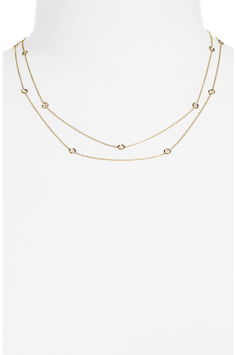 Layered Diamond Station Necklace, Alternate, color, YELLOW GOLD