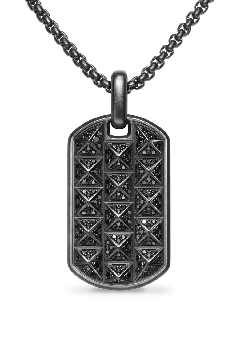 Pyramid Tag in Black Titanium with Black Diamonds, 35mm, Main, color, BLACK TITANIUM
