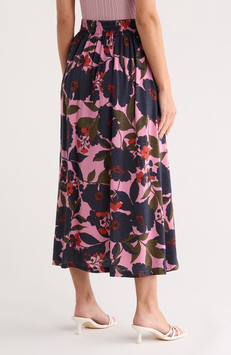 Caslon<sup>®</sup> Print Pull-On Skirt, Alternate, color, Pink- Navy Garden Floral