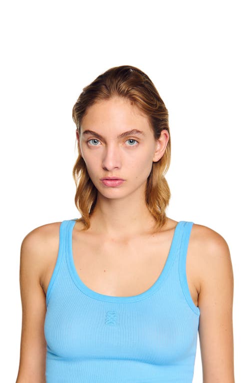 Sandro Ribbed Vest Top In Blue