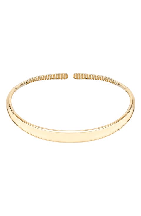 14K Gold Curved Bubble Choker Necklace