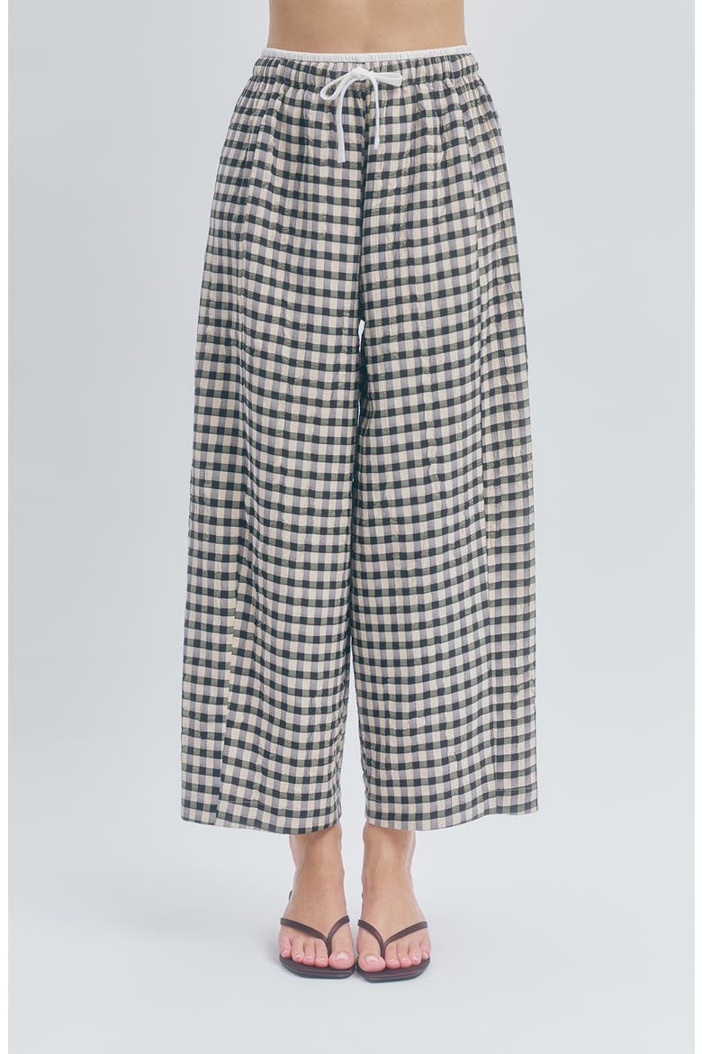 Ari Gingham Ankle Wide Leg Pants, Main, color, BLACK SAND GINGHAM