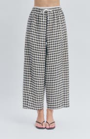 MAUDE CLUB Ari Gingham Ankle Wide Leg Pants