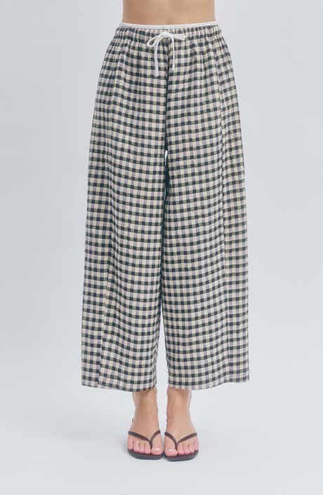 Ari Gingham Ankle Wide Leg Pants