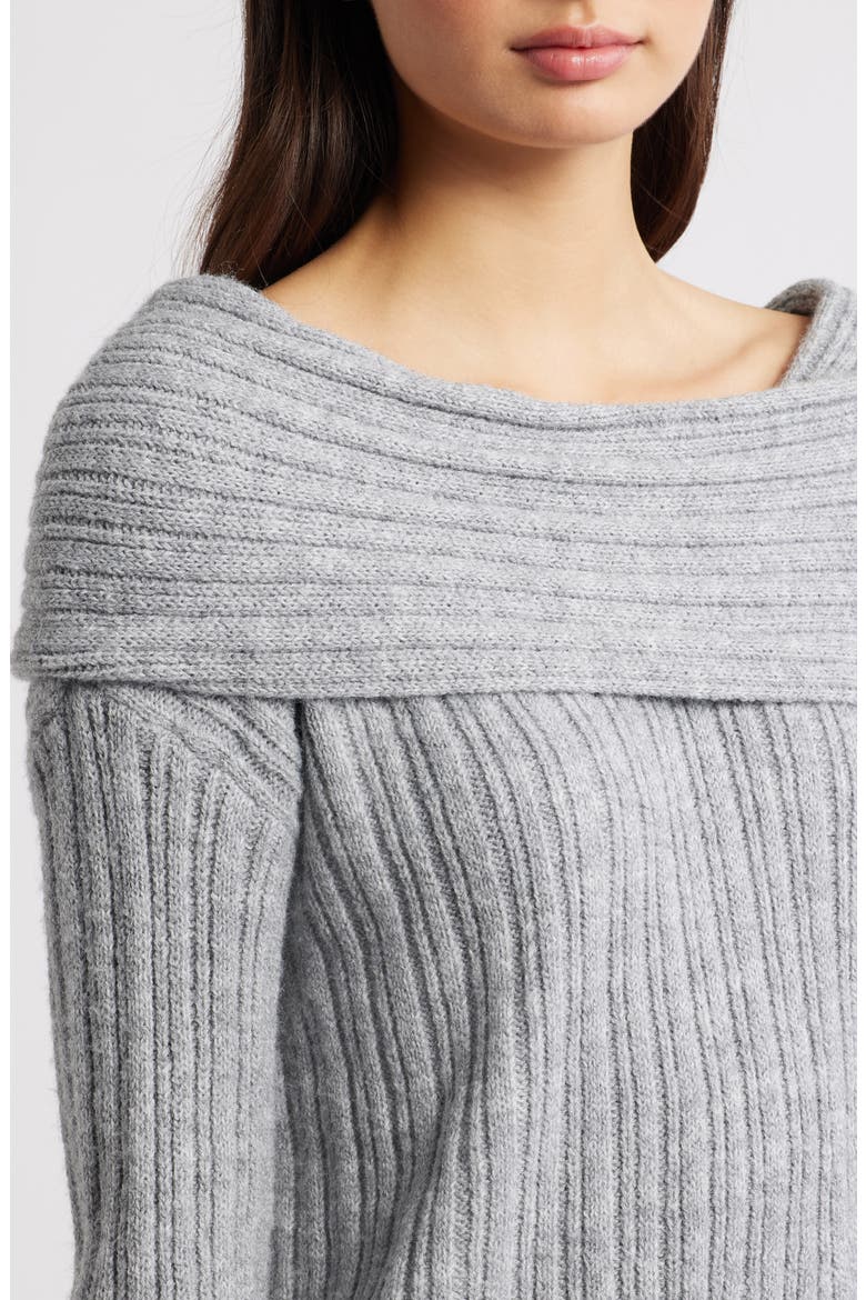 Snowie Off the Shoulder Sweater, Alternate, color, GREY