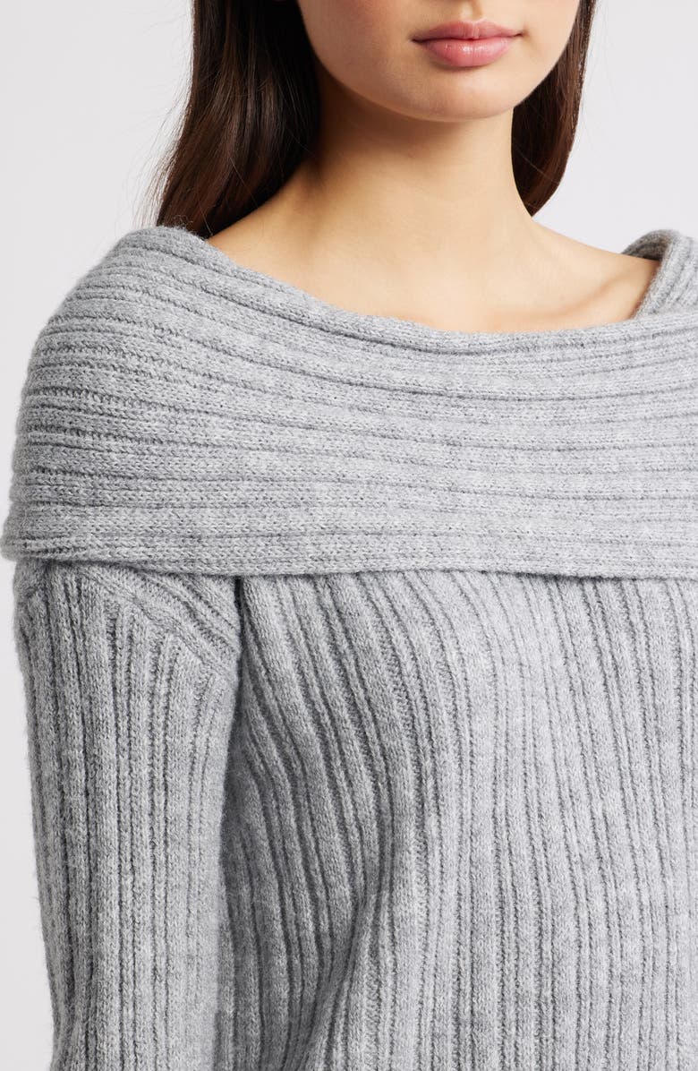 Princess Polly Snowie Off the Shoulder Sweater, Alternate, color, Grey
