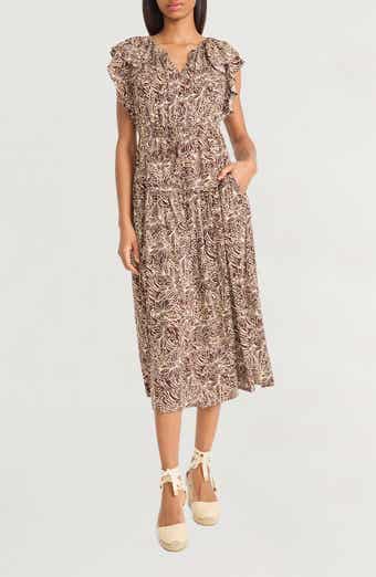 The Good Journey Ruffle Cap Sleeve Midi Dress