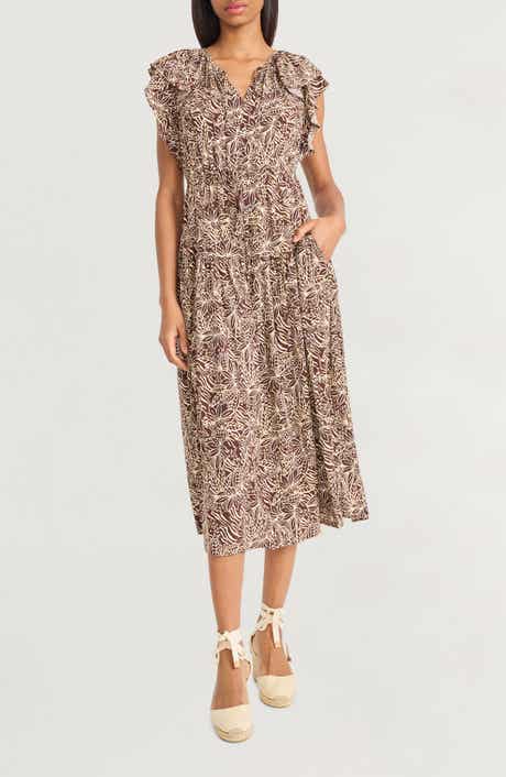 The Good Journey Ruffle Cap Sleeve Midi Dress