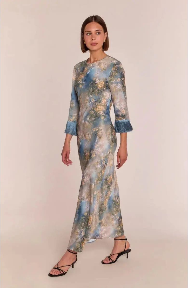 Rewritten Dolly Fringe Sleeve Dress, Alternate, color, Blue Print