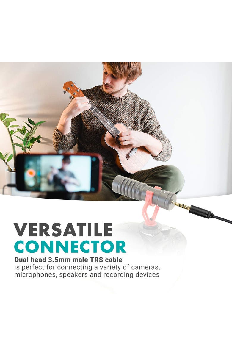 MOVO MC6 Dual 3.5mm Male Stereo TRS Cable - 20-Foot Camera Patch, Alternate, color, Black