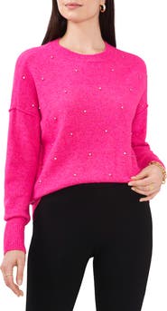 Chaus Rhinestone Cozy Crewneck Sweater