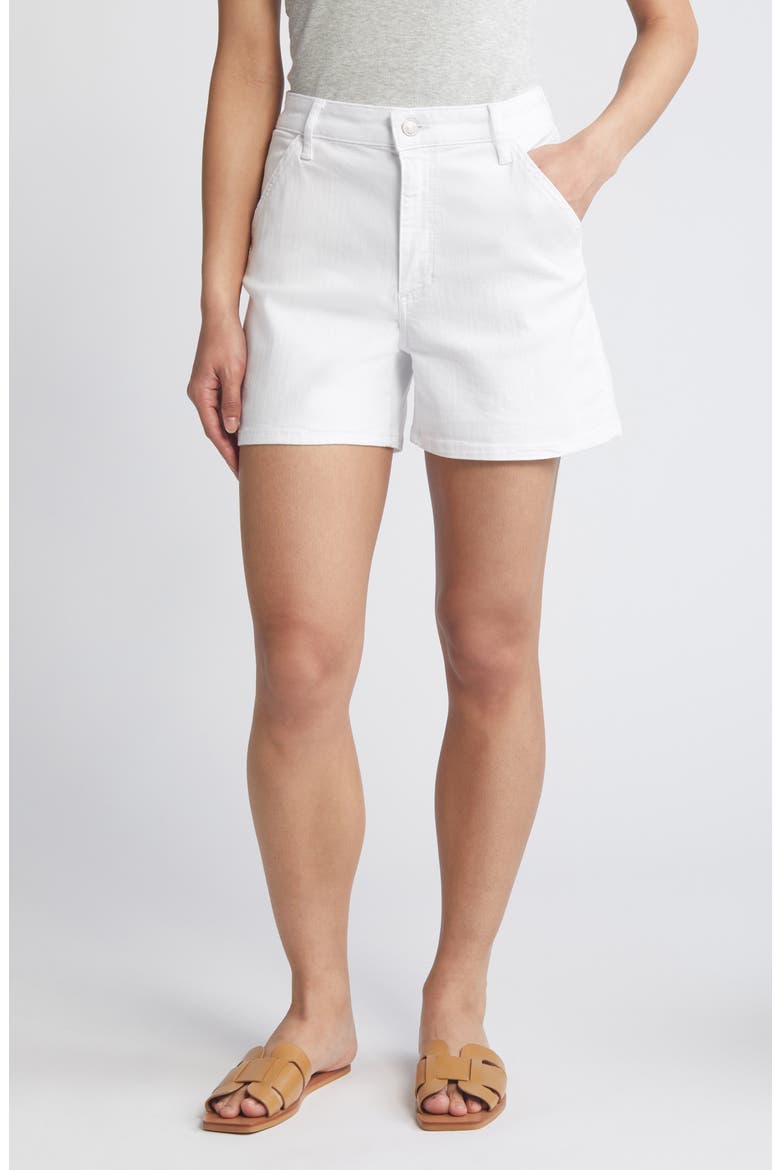 Kylie High Waist Twill Shorts, Main, color, WHITE FEATHER BLUE