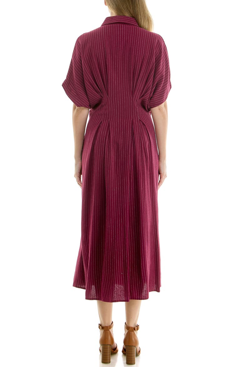 Stripe Short Sleeve Midi Shirtdress, Alternate, color, BURGUNDY STRIPE