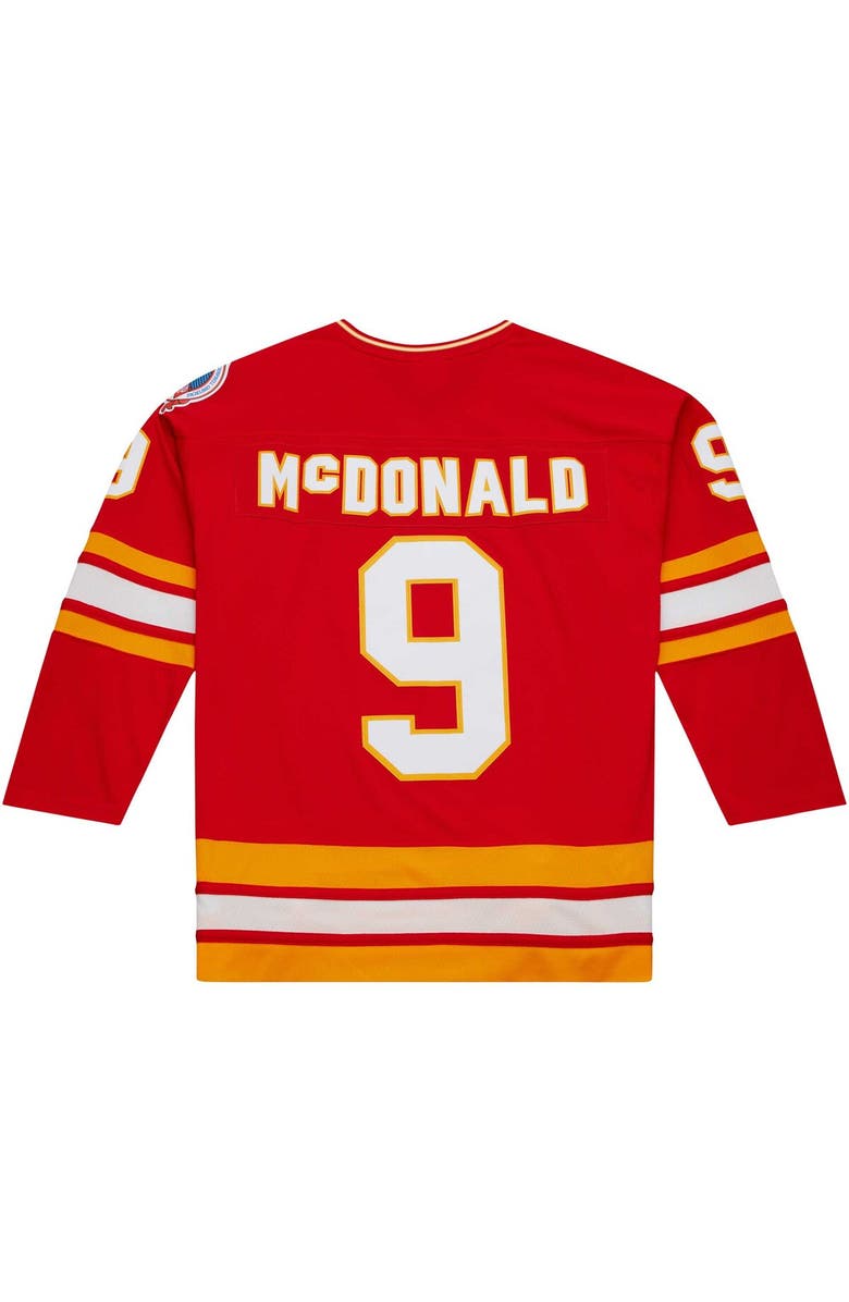Mitchell & Ness Men's Mitchell & Ness Lanny McDonald Red Calgary Flames Captain Patch 1988/89 Blue Line Player Jersey, Alternate, color, 