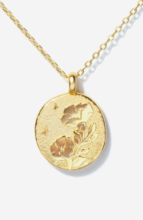 Gold Birth Flower Necklace