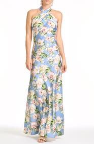 Sachin & Babi Laurant Floral Halter Gown
