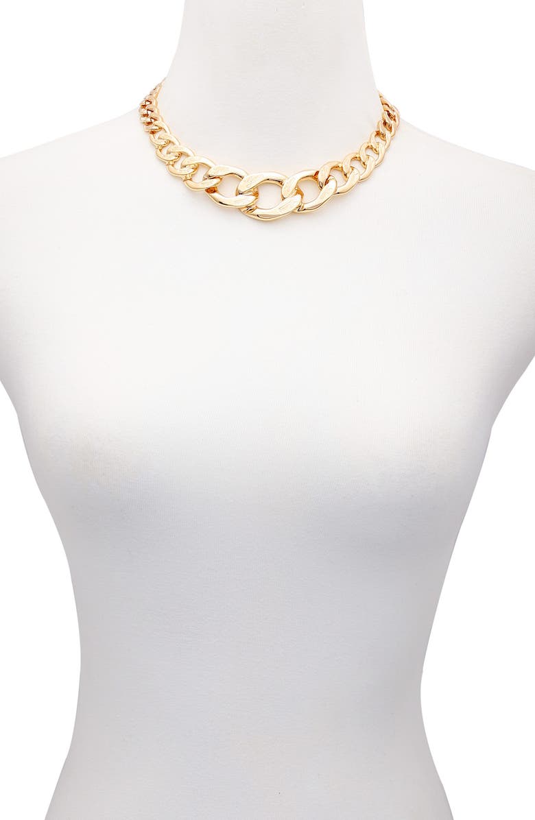 GUESS Graduated Curb Chain Necklace, Alternate, color, Goldtone