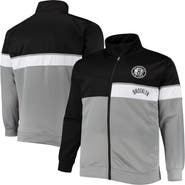 PROFILE Men's Black/Gray Brooklyn Nets Big & Tall Pieced Body Full-Zip Track Jacket
