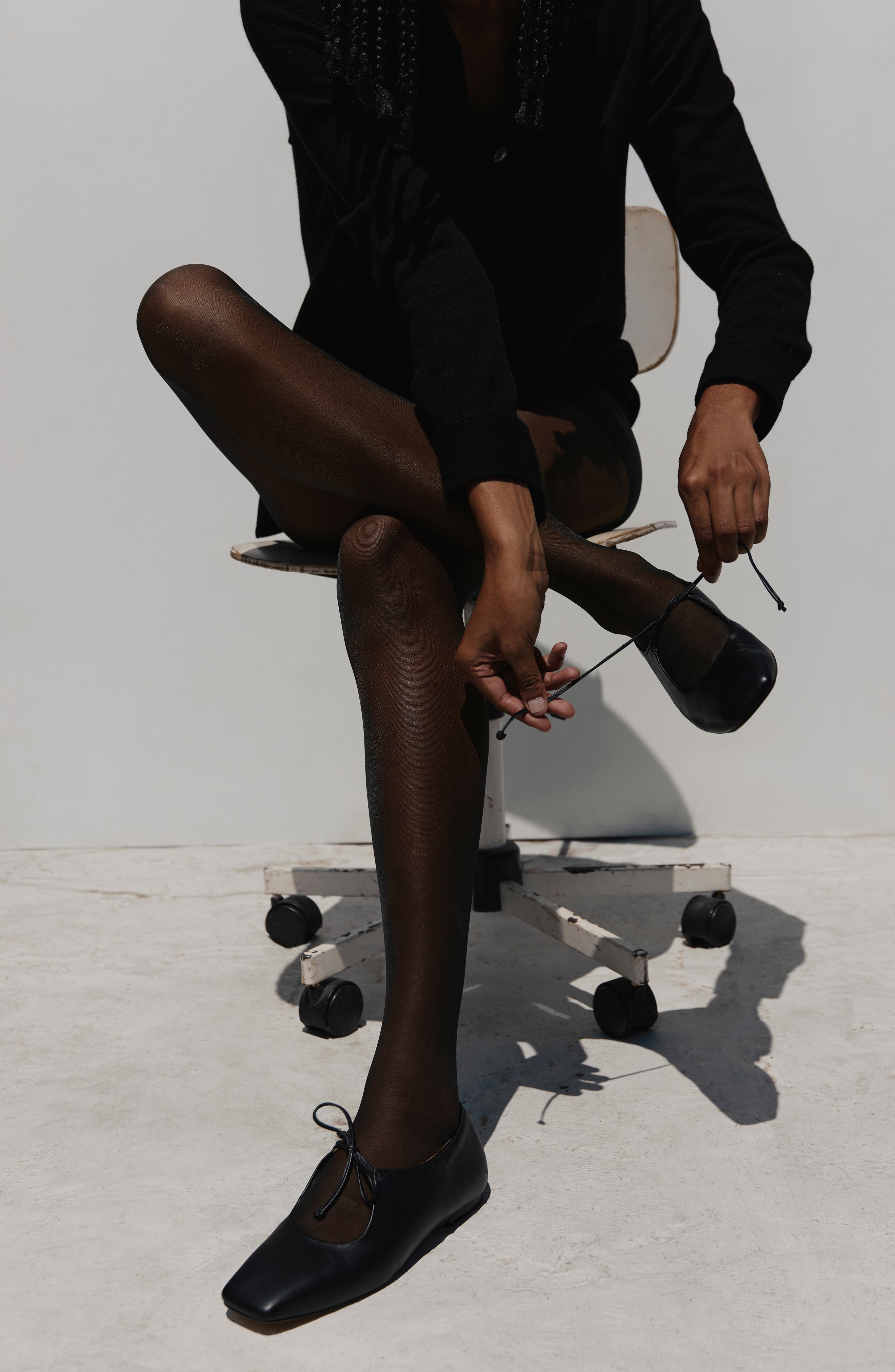 Andrea Gomez Amelia Leather Ballet Flat, Alternate, color, Black