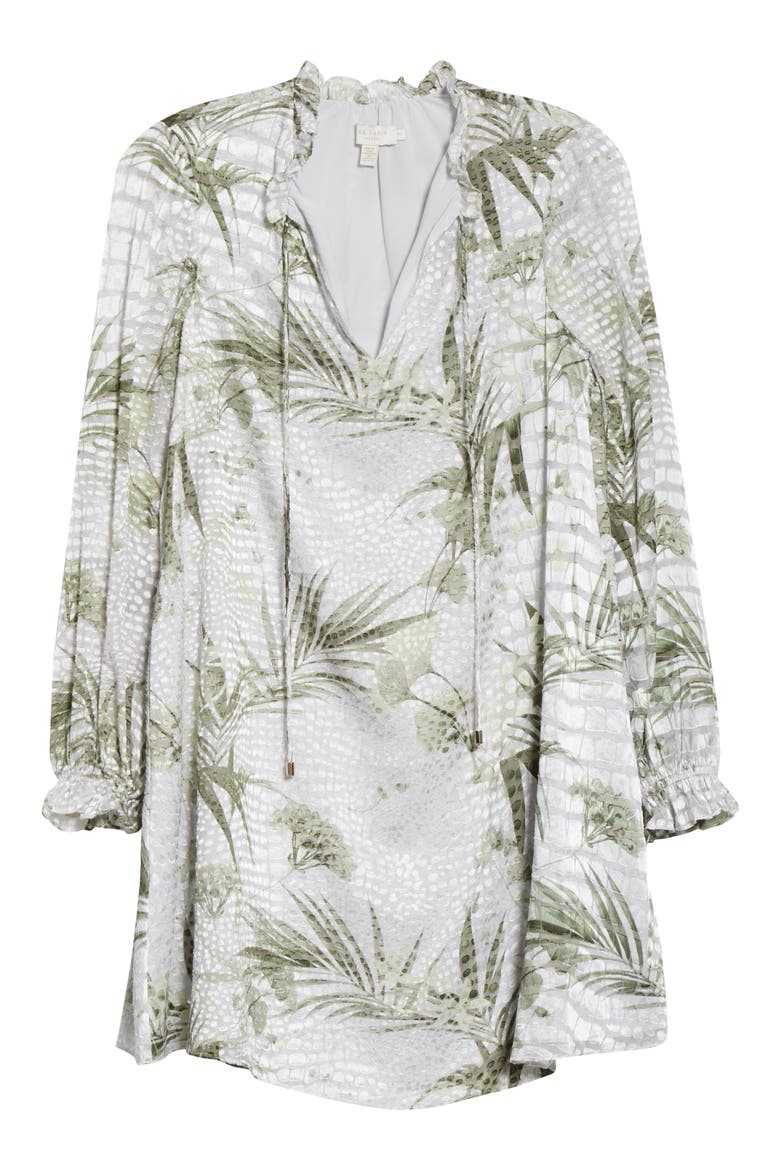 Glimmah Highland Floral Long Sleeve Shift Dress, Alternate, color, GREY